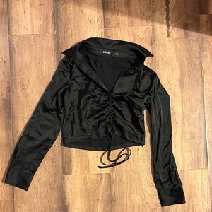 DO+BE Black Satin Crop Top